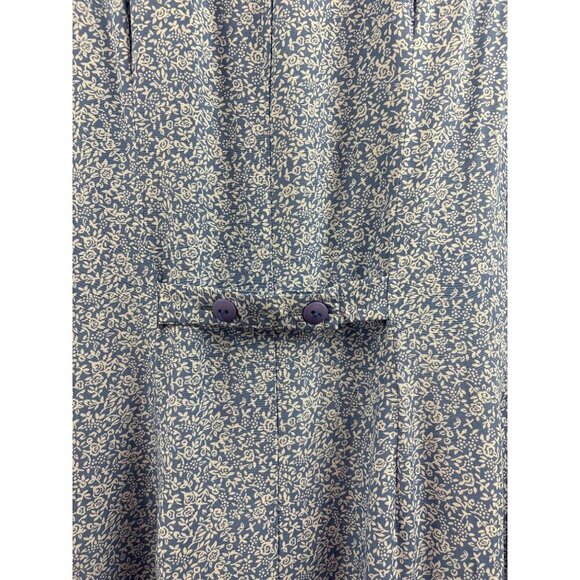 Rampage Womens Sleeveless Jumpsuit Medium Blue Floral Print Button Front - Picture 8 of 8